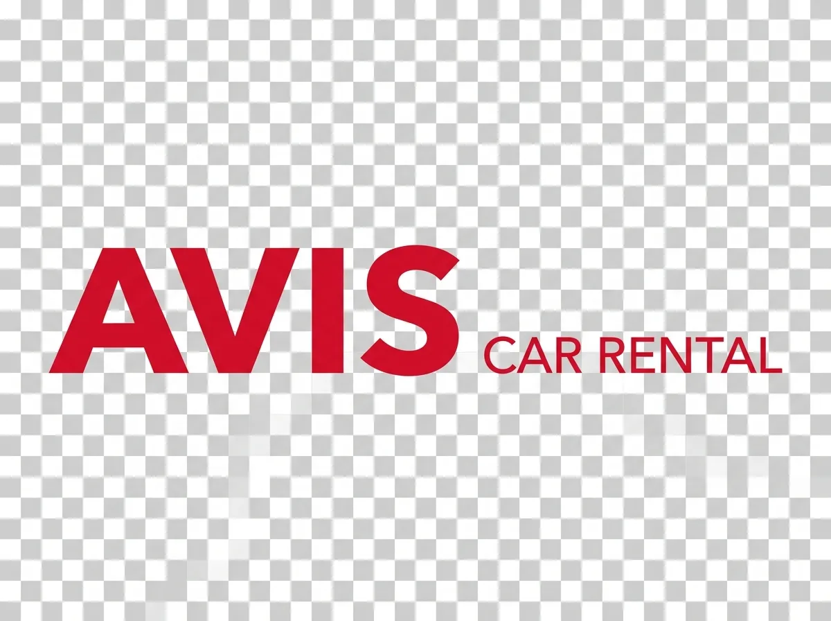 Avis Car Rental logo, bold red text on transparent background, official brand identity